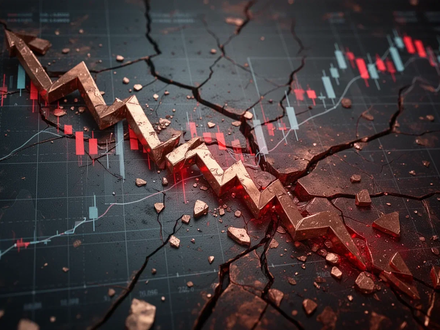 Abstürzender Börsenchart auf einer zerbrochenen Kupferoberfläche, der einen starken Rückgang der Kupferminen-ETFs darstellt. - Foto: über boerse-global.de