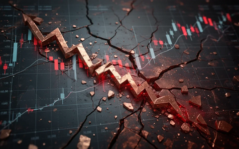 Abstürzender Börsenchart auf einer zerbrochenen Kupferoberfläche, der einen starken Rückgang der Kupferminen-ETFs darstellt. - Foto: über boerse-global.de