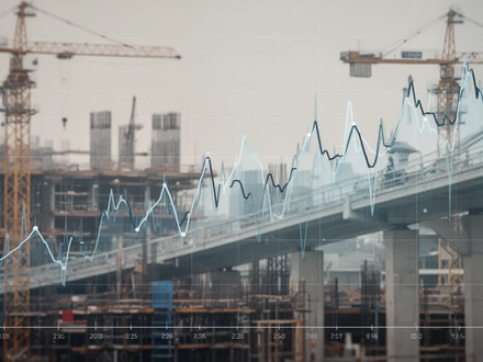 Eine stilisierte Darstellung einer 200-Tage-Linie auf einem Finanzchart, im Hintergrund verschwommen Industrieelemente. - Foto: über boerse-global.de
