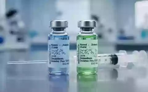 Zwei moderne pharmazeutische Fläschchen oder Spritzen, möglicherweise für Semaglutid und Tirzepatid, auf einer sterilen Oberfläche. - Foto: über boerse-global.de