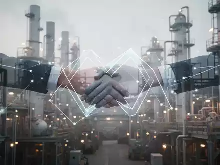 Abstrakte Darstellung einer Beschichtungsfabrik oder Chemieanlage mit weichem Licht und geometrischen Formen, die ein Geschäft symbolisieren. - Foto: über boerse-global.de