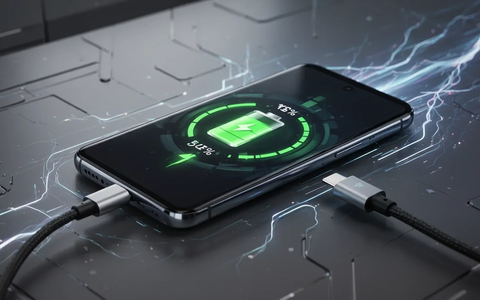 Ein modernes Smartphone, das an ein Schnellladegerät angeschlossen ist, mit einem Akkusymbol, das schnelles Laden anzeigt. - Foto: über boerse-global.de