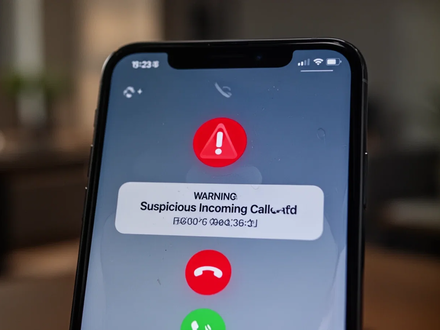 Nahaufnahme eines Smartphone-Bildschirms mit einer Warnmeldung vor einem verdächtigen Anruf und einer unbekannten Ländervorwahl. - Foto: über boerse-global.de