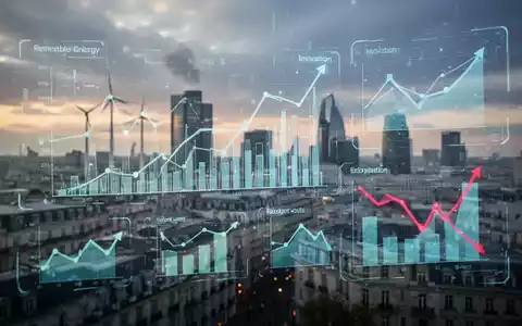 Abstrakte Darstellung von Umweltforschungsdaten und politischen Entscheidungen mit überlappenden holografischen Projektionen über einer Stadtlandschaft. - Foto: über boerse-global.de