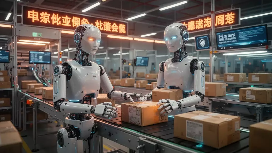 Humanoide Roboter sortieren Pakete in Guangzhou