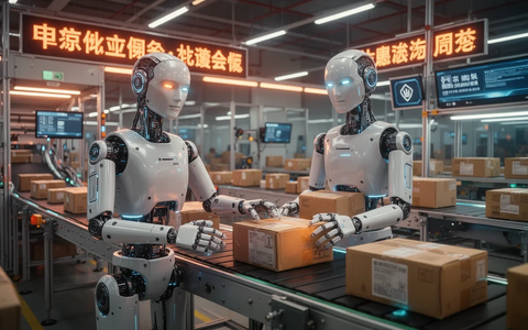 Humanoide Roboter sortieren Pakete in Guangzhou