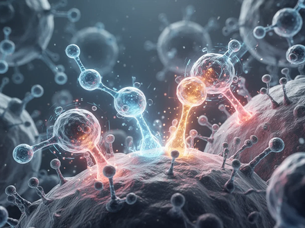 Nahaufnahme einer stilisierten Darstellung von Antikörpern und Immunzellen, die eine zielgerichtete Therapie bei Rheuma symbolisiert. - Foto: über boerse-global.de