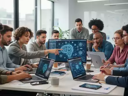 Erwachsene in einem modernen Klassenzimmer, die an Laptops arbeiten und an einem Kurs zur digitalen Weiterbildung teilnehmen. - Foto: über boerse-global.de