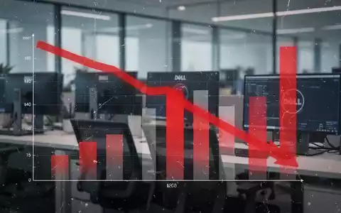 Ein stilisierter roter Balken, der einen starken Rückgang der Bruttomarge darstellt, vor einem verschwommenen Bürohintergrund. - Foto: über boerse-global.de