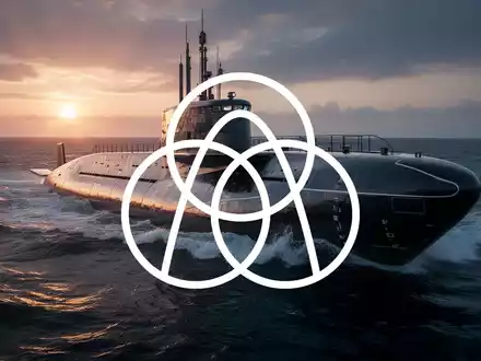 Ein modernes U-Boot ist bei Sonnenuntergang teilweise in dunklem, unruhigen Wasser untergetaucht, mit Fokus auf Technologie und Verteidigung. - Foto: über boerse-global.de