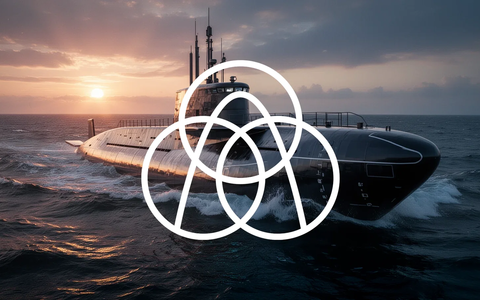 Ein modernes U-Boot ist bei Sonnenuntergang teilweise in dunklem, unruhigen Wasser untergetaucht, mit Fokus auf Technologie und Verteidigung. - Foto: über boerse-global.de