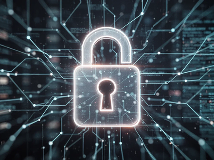A glowing digital padlock icon superimposed over a background of interconnected lines and data, symbolizing cybersecurity and data protection. - Foto: über boerse-global.de