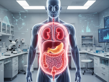 Ein stilisierter, durchscheinender menschlicher Torso, der innere Organe und viszerales Fett in einem medizinischen Kontext hervorhebt. - Foto: über boerse-global.de