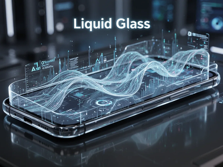A smartphone screen displays a glowing Liquid Glass interface with AI features, symbolizing Apple's iOS 26 redesign. - Foto: über boerse-global.de