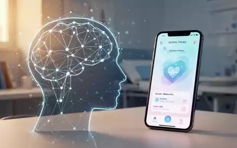 Eine stilisierte menschliche Kopfsilhouette mit verbundenen Linien und ein Smartphone mit einer Gesundheits-App. Symbolisiert systemische Therapie und digitale Gesundheitslösungen. - Foto: über boerse-global.de