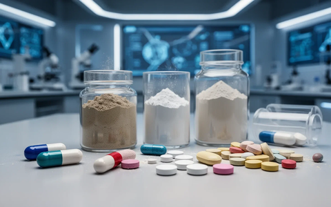 Nahaufnahme von verschiedenen Nahrungsergänzungsmitteln wie Kapseln, Pulvern und Tabletten, präzise angeordnet. - Foto: über boerse-global.de