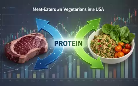 Zwei Pfeile zeigen divergierende Ernährungswege: einer zu einem Steak, der andere zu pflanzlichen Lebensmitteln, symbolisierend die Debatte. - Foto: über boerse-global.de