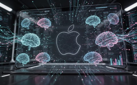 A digital interface with glowing neural network patterns and data streams, symbolizing advanced AI and software integration. - Foto: über boerse-global.de