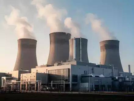 Modernes Fernheizwerk mit aufsteigendem Dampf aus Kühltürmen, das Energieerzeugung und Versorgung darstellt. - Foto: über boerse-global.de