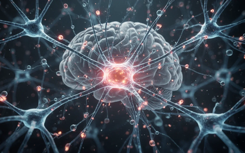Abstrakte Darstellung von Gehirnsynapsen und leuchtenden neuronalen Netzwerken, die medizinische Forschung und pharmakologische Innovation symbolisieren. - Foto: über boerse-global.de