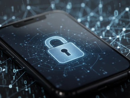 A smartphone screen shows a digital lock icon, symbolizing security updates and protection against vulnerabilities. - Foto: über boerse-global.de