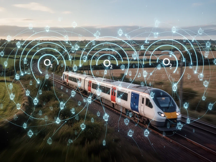 A stylized image of mobile network signals around a train, illustrating connectivity challenges on transit routes. - Foto: über boerse-global.de