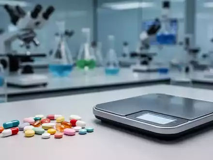 Eine Nahaufnahme von medizinischen Tabletten auf einer modernen Oberfläche, die Gewichtsverlust und pharmazeutische Innovationen symbolisieren. - Foto: über boerse-global.de
