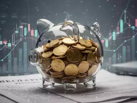 Ein modernes, stilisiertes Sparschwein aus Glas, gefüllt mit Goldmünzen, vor unscharfen Finanzdiagrammen und juristischen Texturen. - Foto: über boerse-global.de