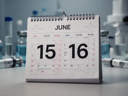 Kalenderblatt mit den Daten 15. und 16. Juni vor einem verschwommenen Hintergrund, der die Gesundheitsbranche andeutet. - Foto: über boerse-global.de