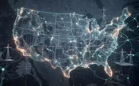 A glowing neural network symbolizing AI policy and innovation, superimposed over a faint map of the United States with integrated data centers. - Foto: über boerse-global.de