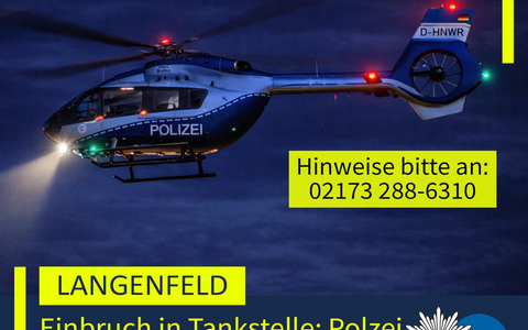 POL-ME: Einbruch in Tankstelle: Polizei fahndete per Hubschrauber - 2606026 - Bild: presseportal.de