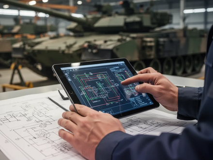 Hände eines Ingenieurs, die technische Pläne oder Daten überprüfen, mit unscharfen Industrieanlagen im Hintergrund. - Foto: über boerse-global.de