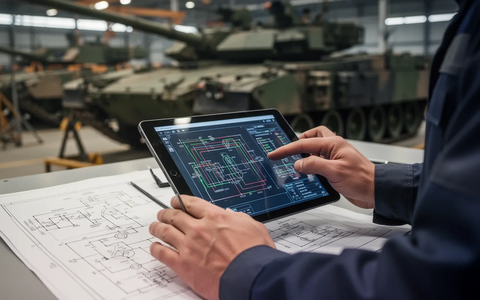 Hände eines Ingenieurs, die technische Pläne oder Daten überprüfen, mit unscharfen Industrieanlagen im Hintergrund. - Foto: über boerse-global.de