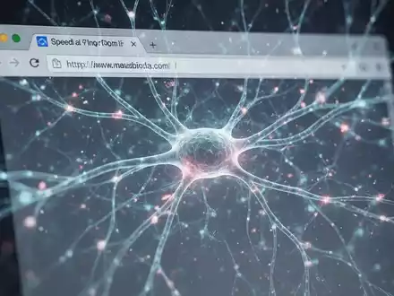 A stylized web browser interface with glowing, abstract AI neural network patterns overlaid, symbolizing speed and integration. - Foto: über boerse-global.de