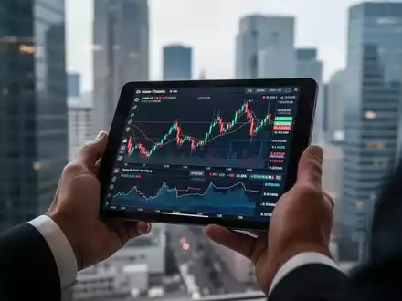 Hände halten ein Tablet mit Börsendaten, im Hintergrund verschwommene Hochhäuser. Symbolisiert Insider-Trades und Finanzmärkte. - Foto: über boerse-global.de