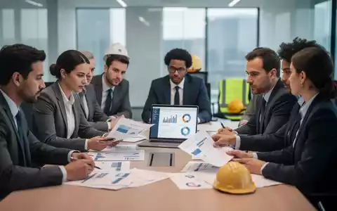 Eine Gruppe von Fachleuten in einem modernen Konferenzraum diskutiert Unterlagen und einen Laptop, der Daten anzeigt. - Foto: über boerse-global.de