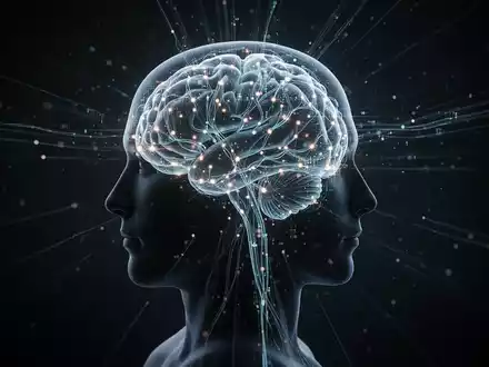 Eine stilisierte menschliche Kopfsilhouette, bestehend aus leuchtenden neuronalen Pfaden und Datenpunkten, die mentale Fitness und Gedankensteuerung symbolisiert. - Foto: über boerse-global.de