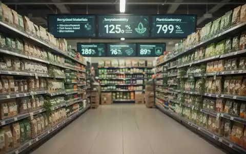 Ein Supermarktgang mit einer Vielzahl umweltfreundlicher Produkte und Verpackungen, die Nachhaltigkeit betonen. - Foto: über boerse-global.de