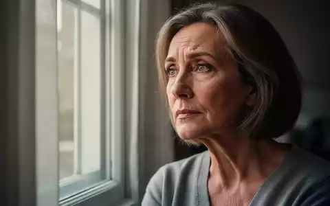 Eine nachdenkliche Frau mittleren Alters blickt mit ernstem Ausdruck aus einem Fenster, symbolisierend Reflexion und hormonelle Veränderungen. - Foto: über boerse-global.de
