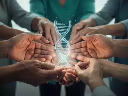 Nahaufnahme von Frauenhänden, die ein abstraktes medizinisches Symbol halten, das Gendermedizin und Altern symbolisiert. - Foto: über boerse-global.de