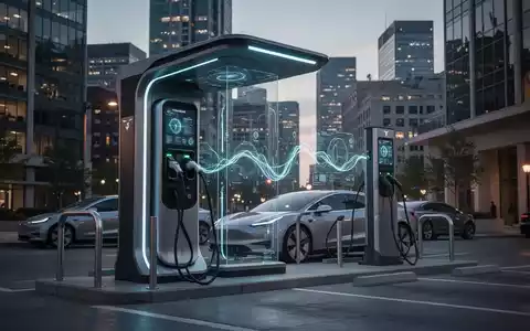 Eine futuristische Ladestation für Elektrofahrzeuge in einer nordamerikanischen Stadt bei Sonnenuntergang. - Foto: über boerse-global.de