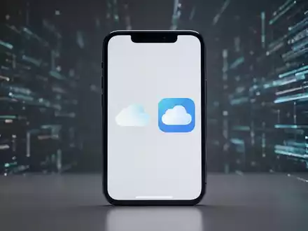 An iPhone screen shows a cloud symbol next to an app icon, indicating the offloading feature. Digital data streams blur in the background. - Foto: über boerse-global.de