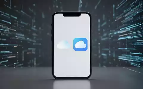 An iPhone screen shows a cloud symbol next to an app icon, indicating the offloading feature. Digital data streams blur in the background. - Foto: über boerse-global.de