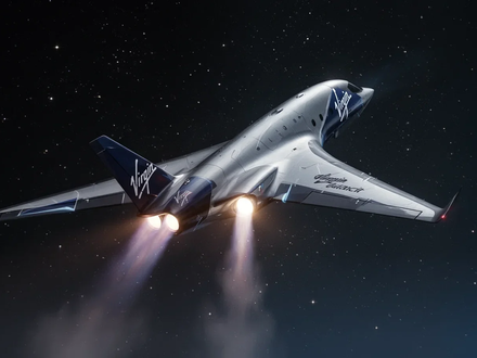 Virgin Galactic Raumschiff startet in den Nachthimmel. - Foto: über boerse-global.de