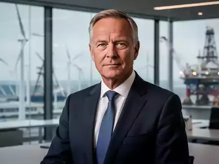 Jarle Roth, ein gut gekleideter Geschäftsmann, in einem modernen Büro mit angedeuteten Energieanlagen im Hintergrund. - Foto: über boerse-global.de