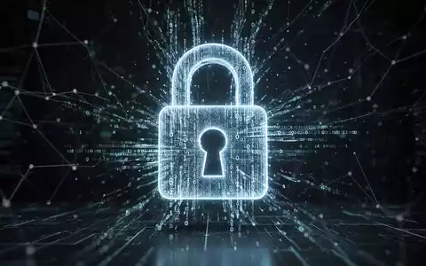 Abstract digital padlock formed by binary code, representing cybersecurity and data protection against a dark, high-tech background. - Foto: über boerse-global.de