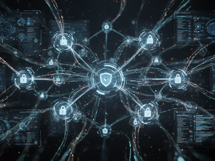 An abstract, futuristic image showing glowing data streams and holographic nodes representing a secure, AI-optimized telecommunications network. - Foto: über boerse-global.de