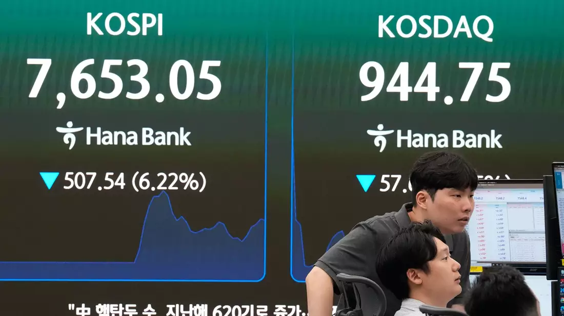 Der südkoreanische Leitindex hat am Montagmorgen deutlich nachgegeben. - Bild: Ahn Young-joon/AP/dpa