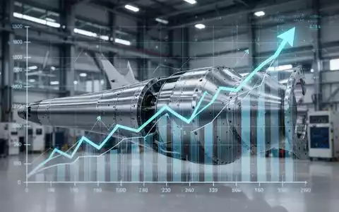 Abstrakte Darstellung von Finanzwachstum mit aufsteigenden Diagrammen und digitalen Daten über einem Luft- und Raumfahrtbauteil. - Foto: über boerse-global.de