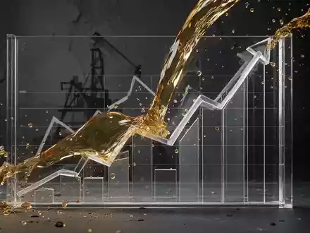 Eine stilisierte Darstellung von goldenem Öl, das in eine steigende Finanzgrafik fließt, symbolisiert Mittelzufluss und Wachstum. - Foto: über boerse-global.de